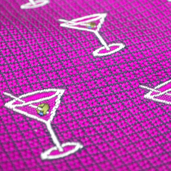 Echo Silk Neck Tie/ Martini Theme/ Made in Italy - Picture 6 of 6